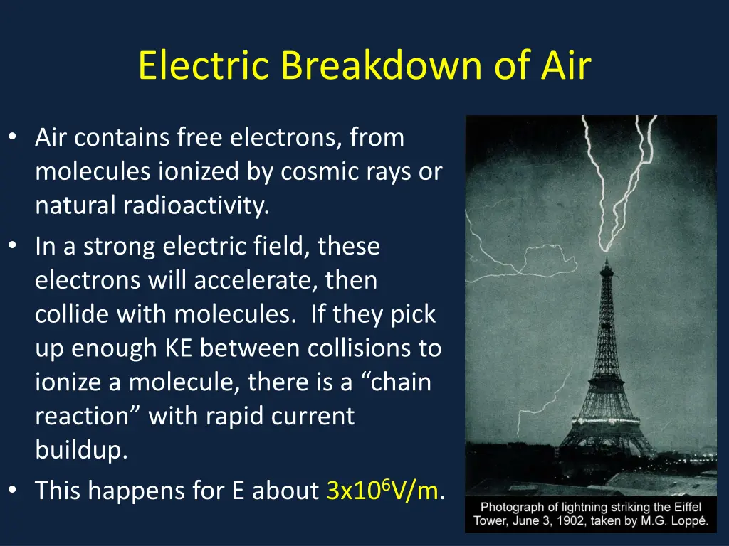 electric breakdown of air