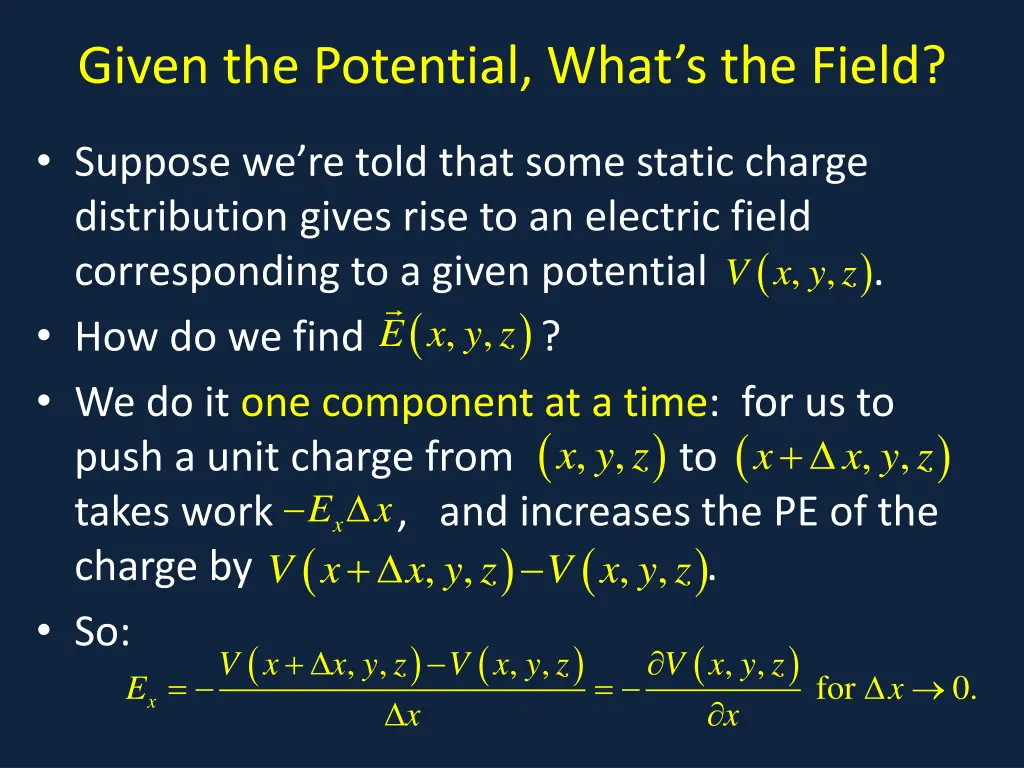 given the potential what s the field