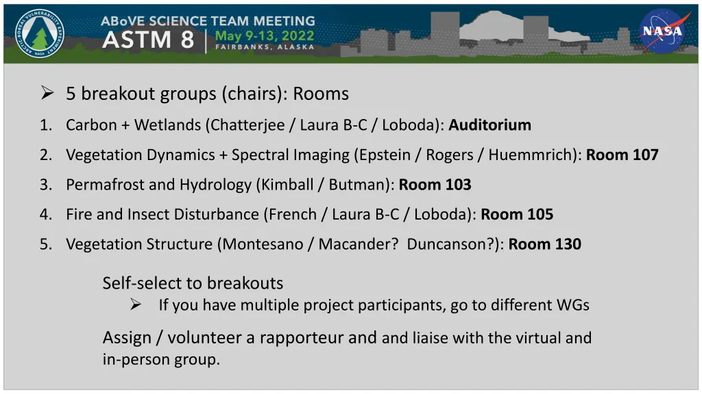 5 breakout groups chairs rooms