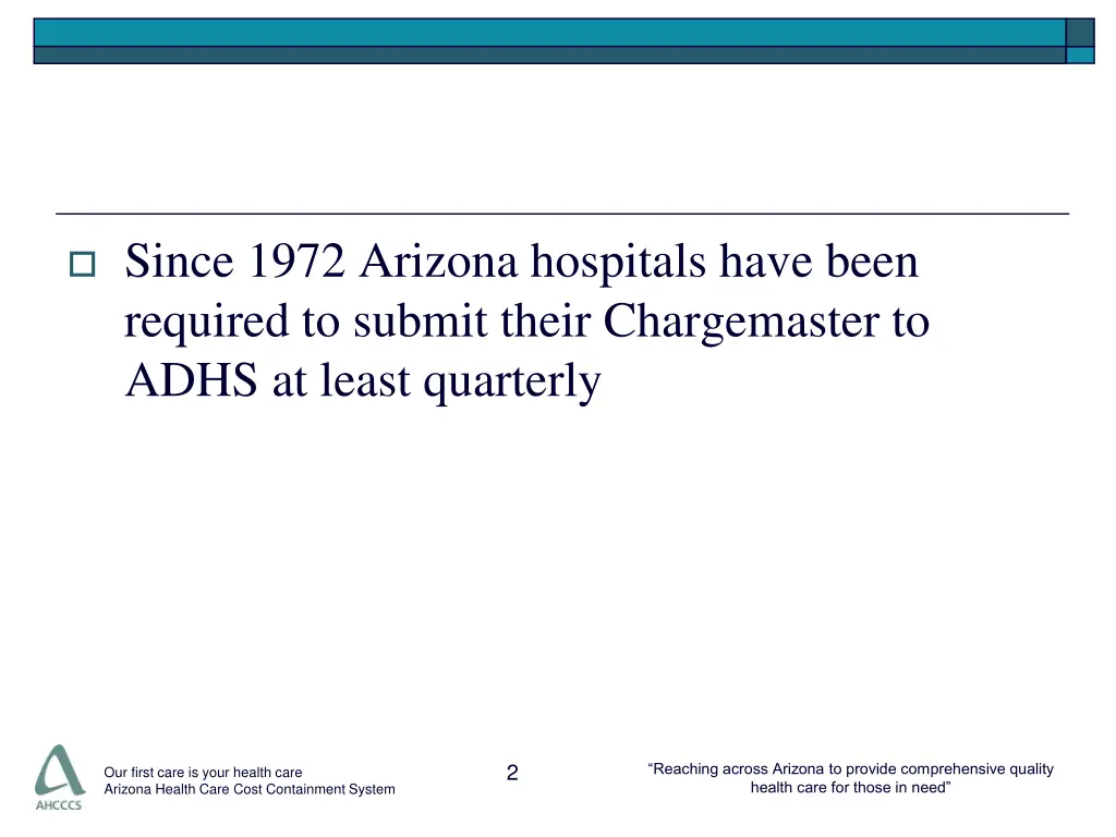 since 1972 arizona hospitals have been required