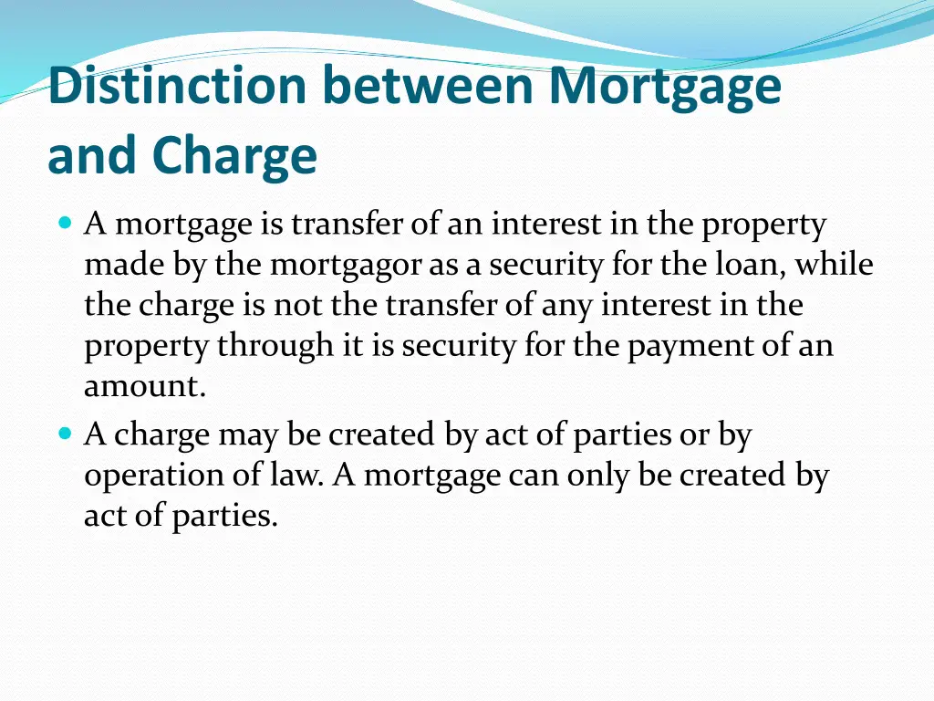 distinction between mortgage and charge