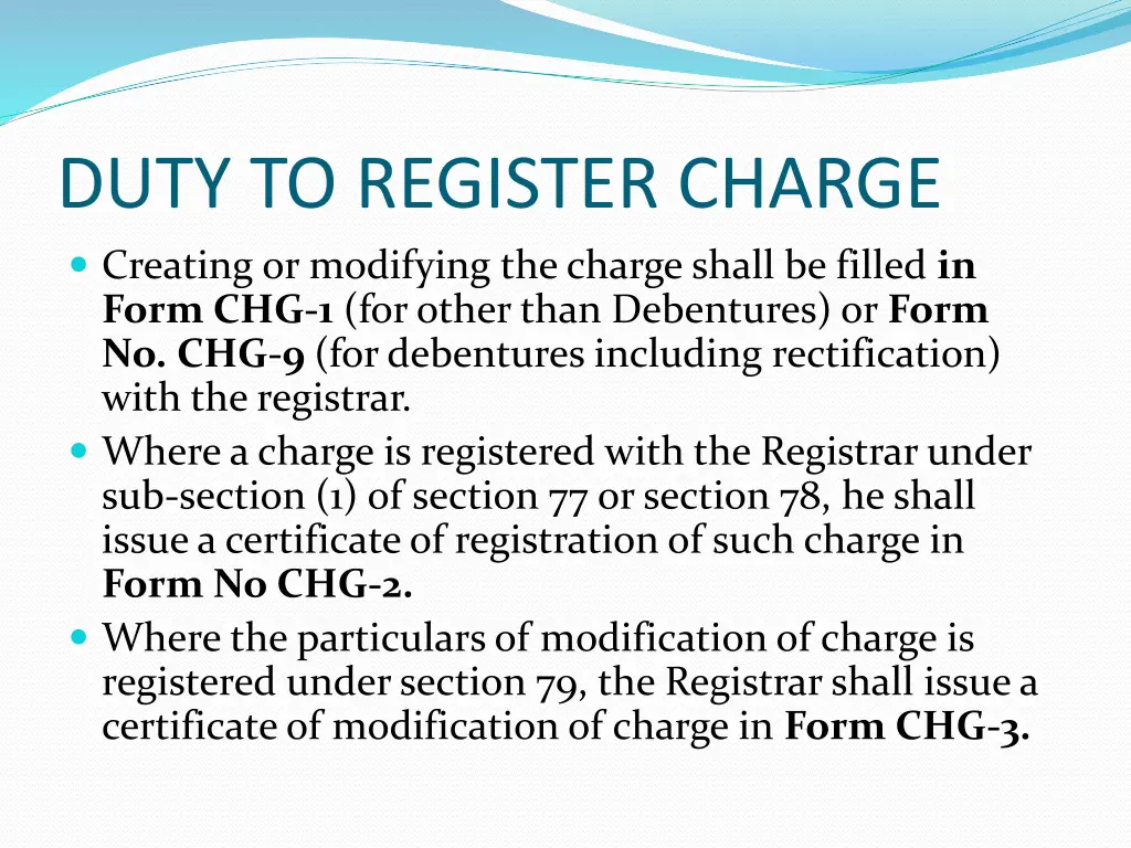 duty to register charge creating or modifying