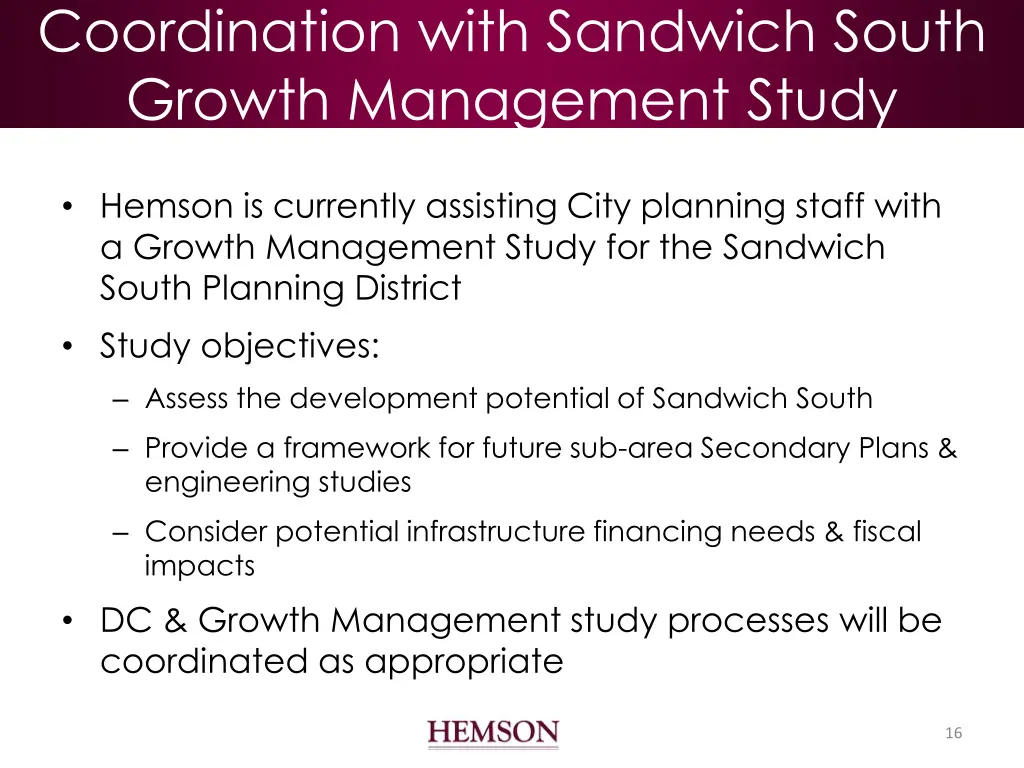 coordination with sandwich south growth