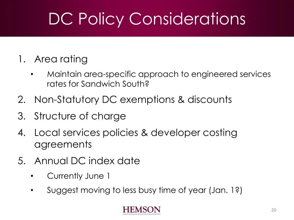 dc policy considerations