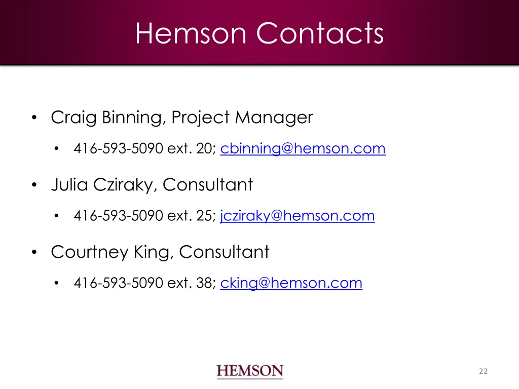 hemson contacts