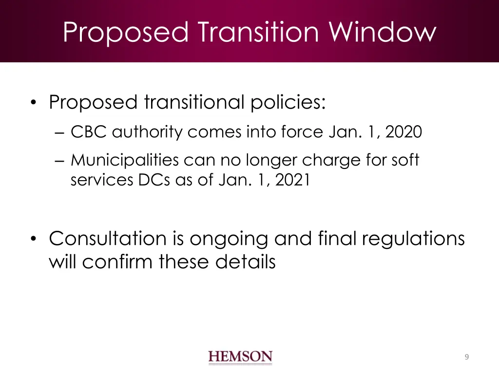 proposed transition window