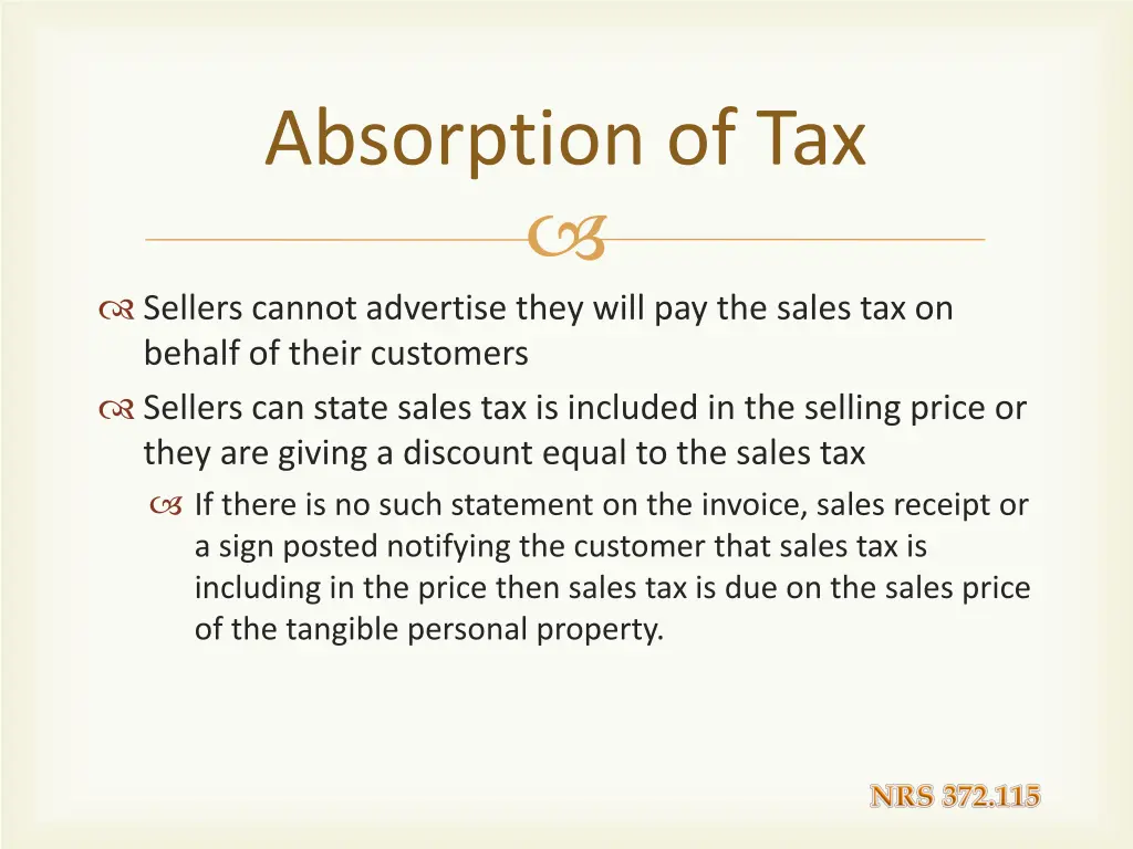 absorption of tax