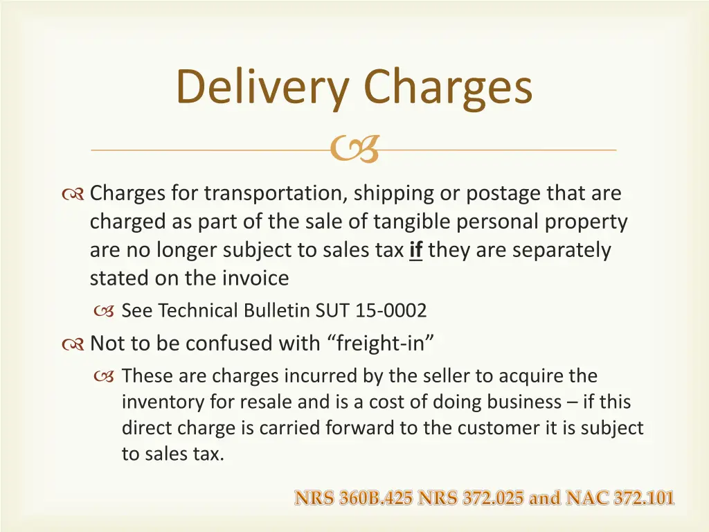 delivery charges