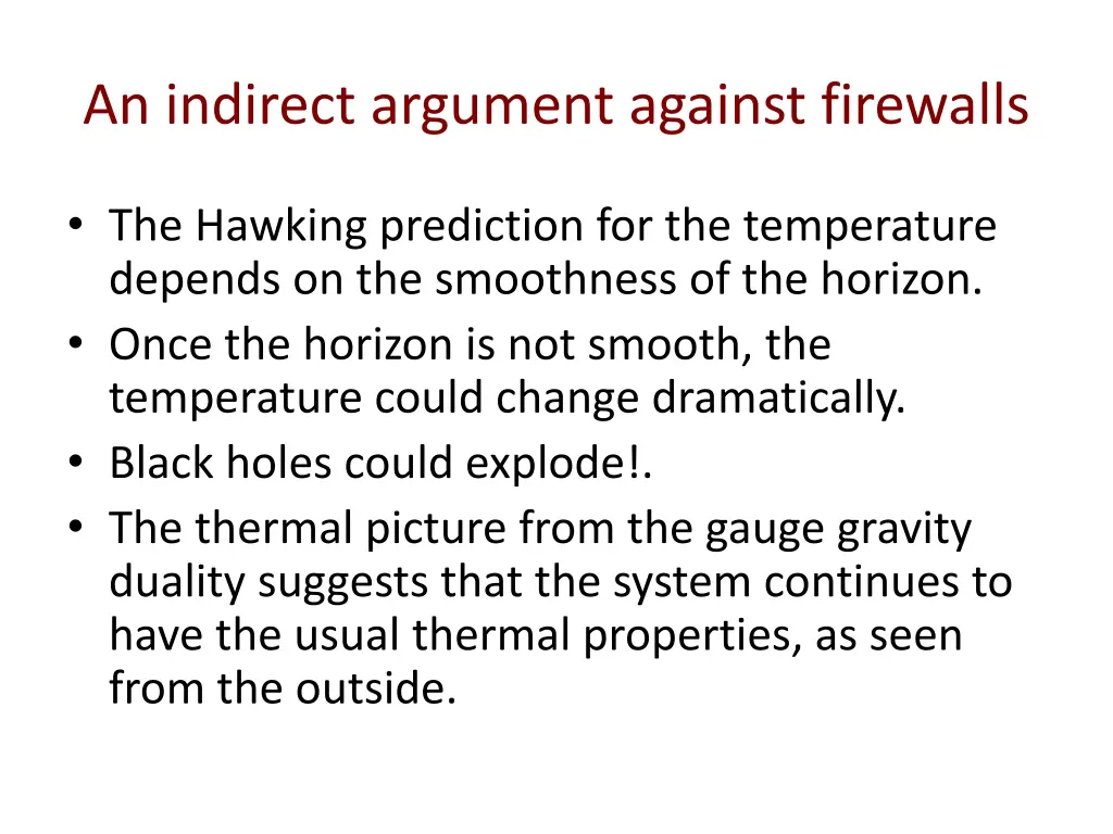 an indirect argument against firewalls