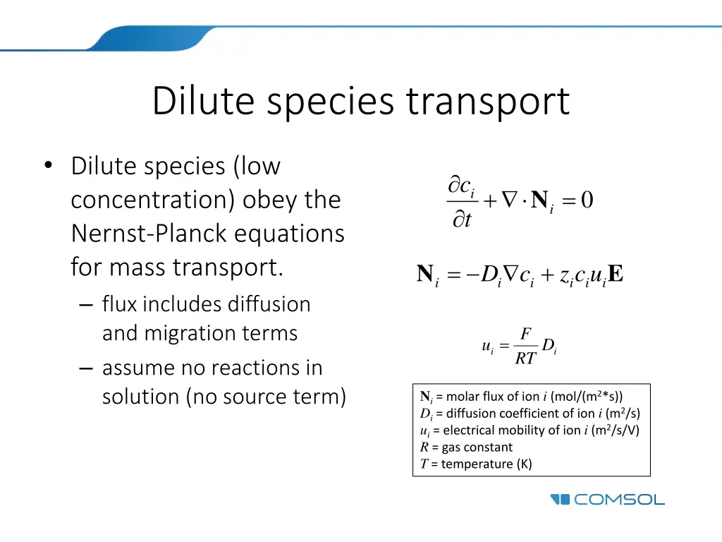 dilute species transport