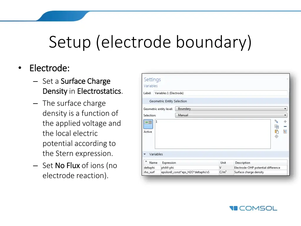 setup electrode boundary