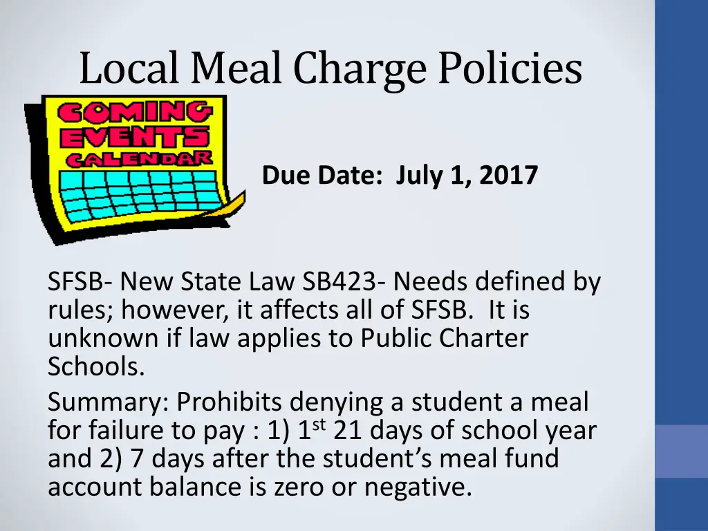 local meal charge policies 1