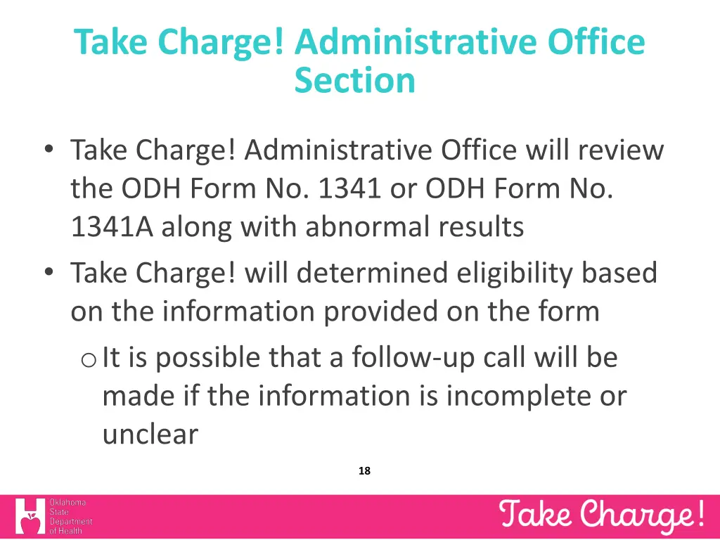 take charge administrative office section