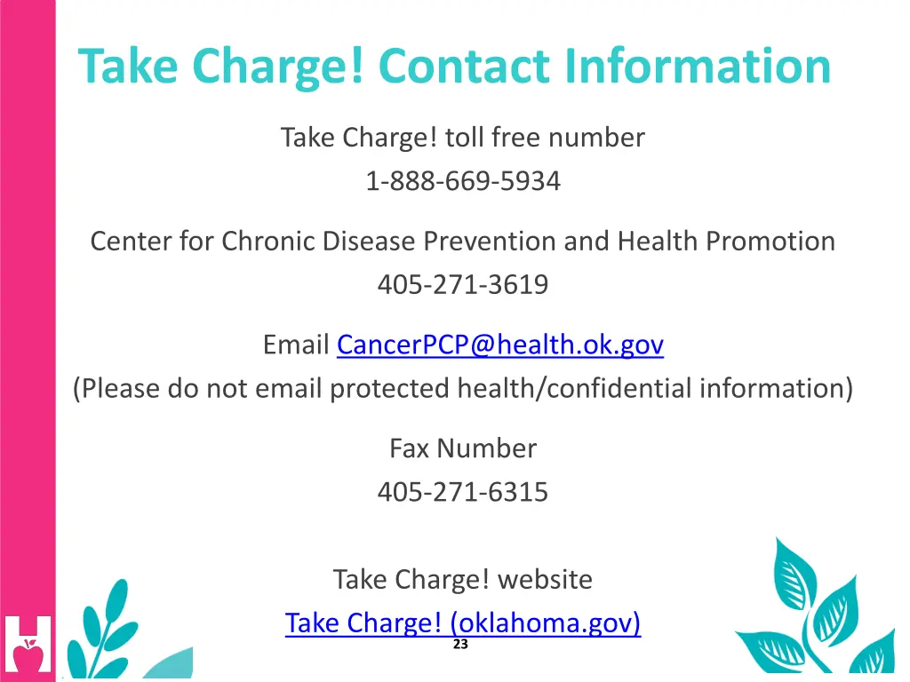 take charge contact information