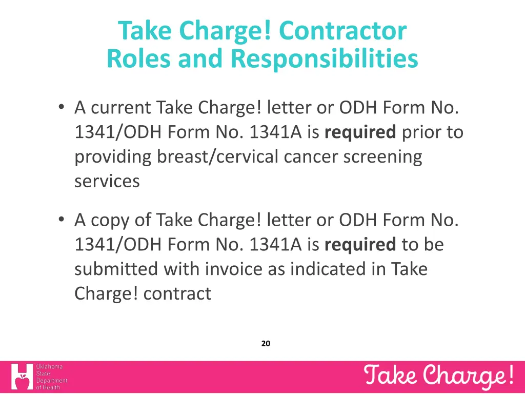 take charge contractor roles and responsibilities