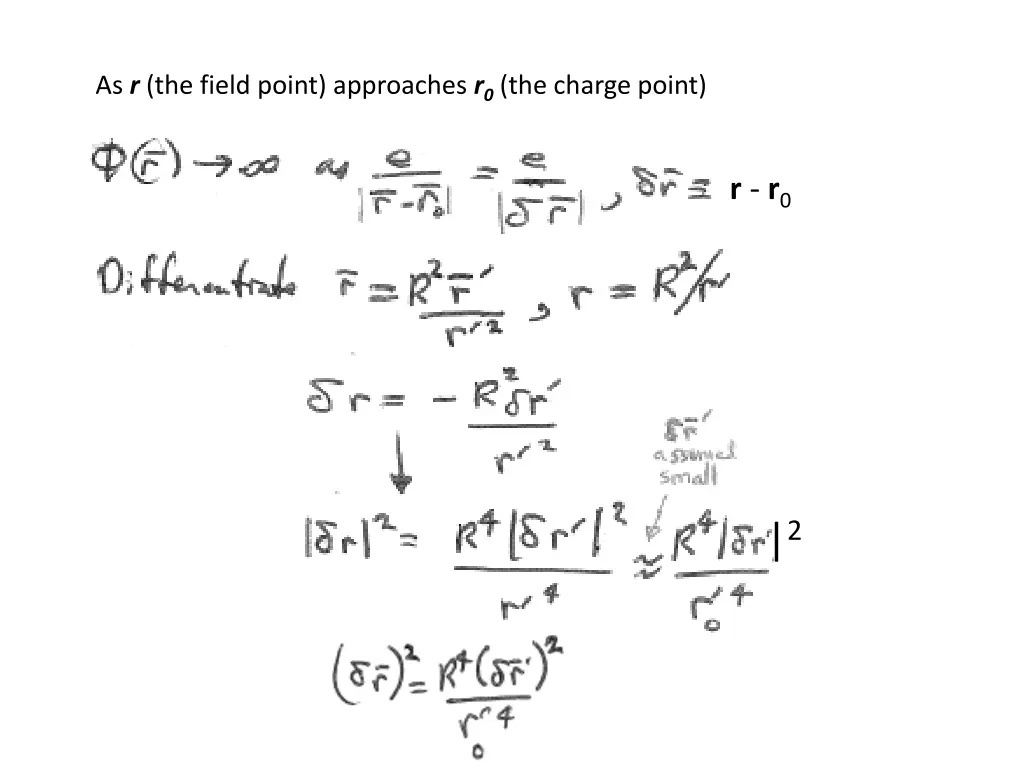 as r the field point approaches r 0 the charge