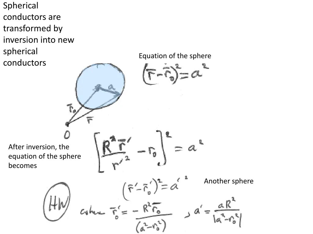 spherical conductors are transformed by inversion