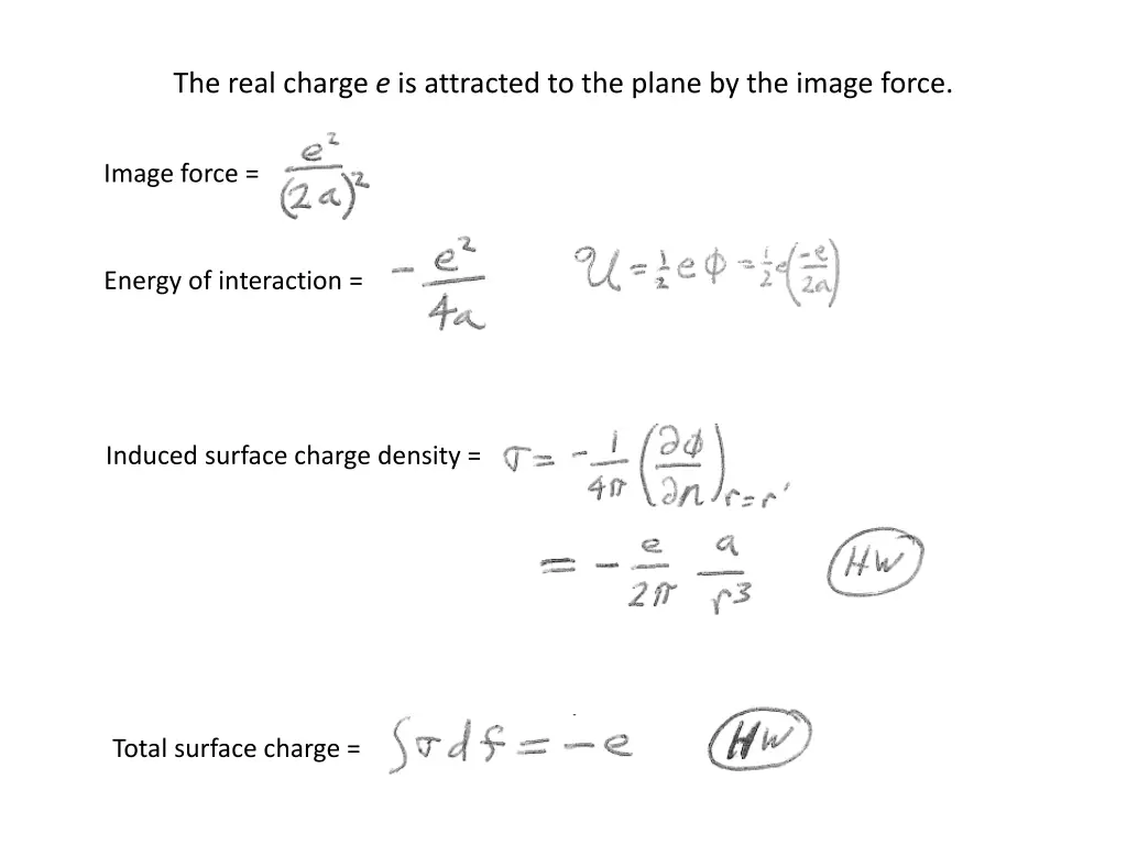 the real charge e is attracted to the plane