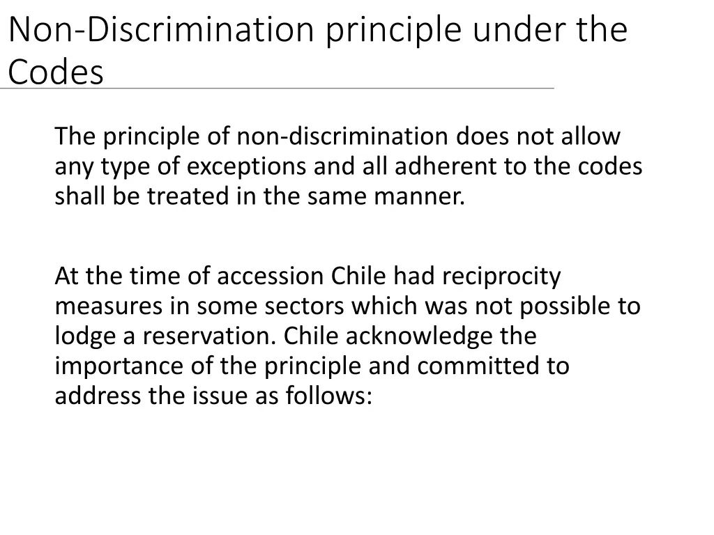 non discrimination principle under the codes 1