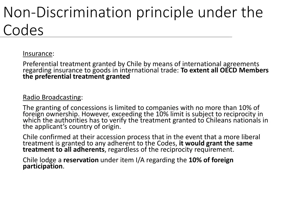 non discrimination principle under the codes 2