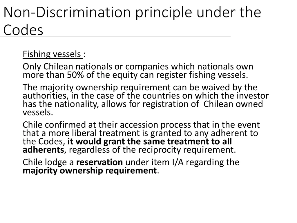 non discrimination principle under the codes 3