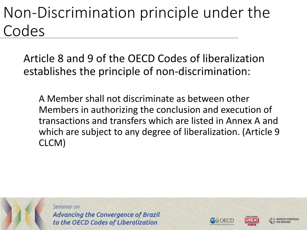 non discrimination principle under the codes