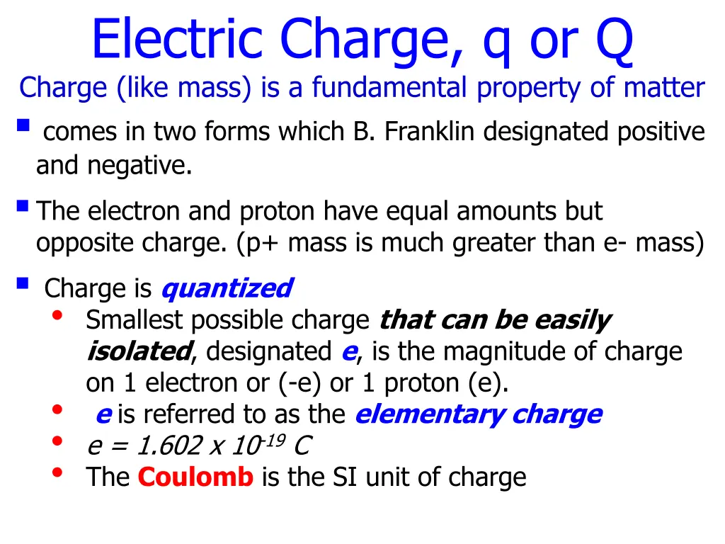 electric charge q or q charge like mass