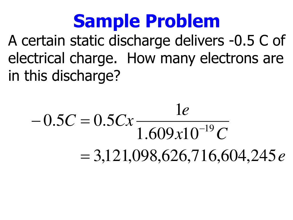 sample problem a certain static discharge