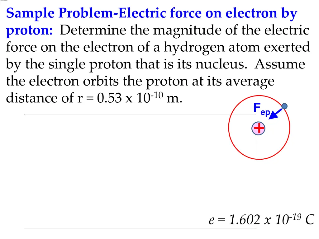 sample problem electric force on electron