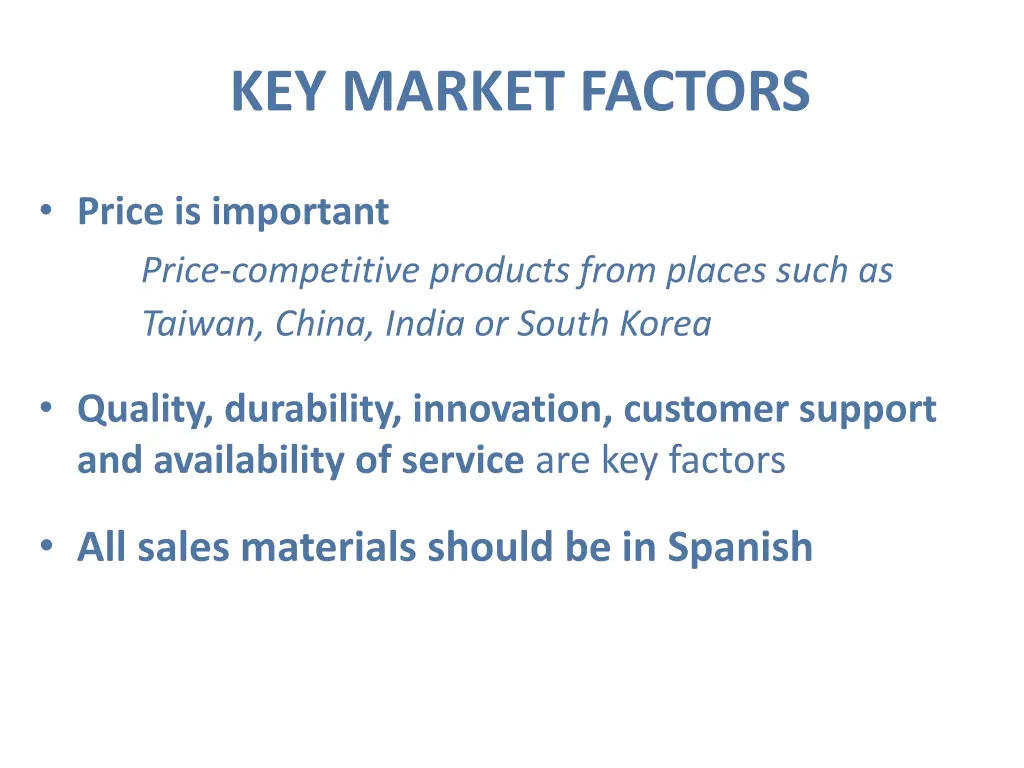 key market factors