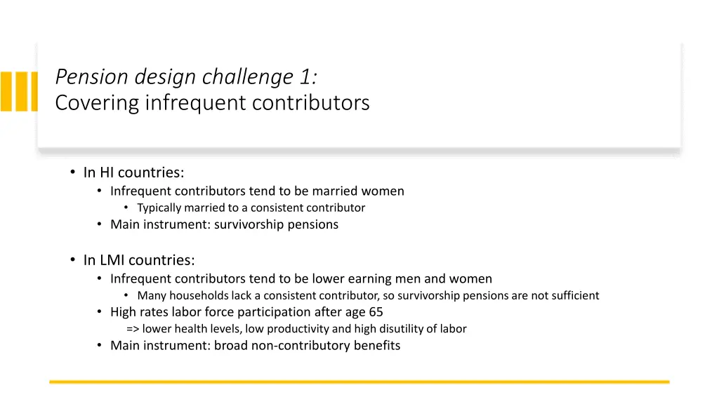 pension design challenge 1 covering infrequent