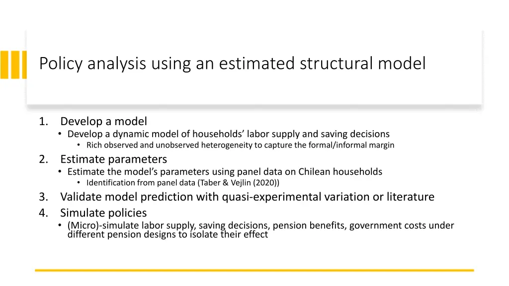 policy analysis using an estimated structural