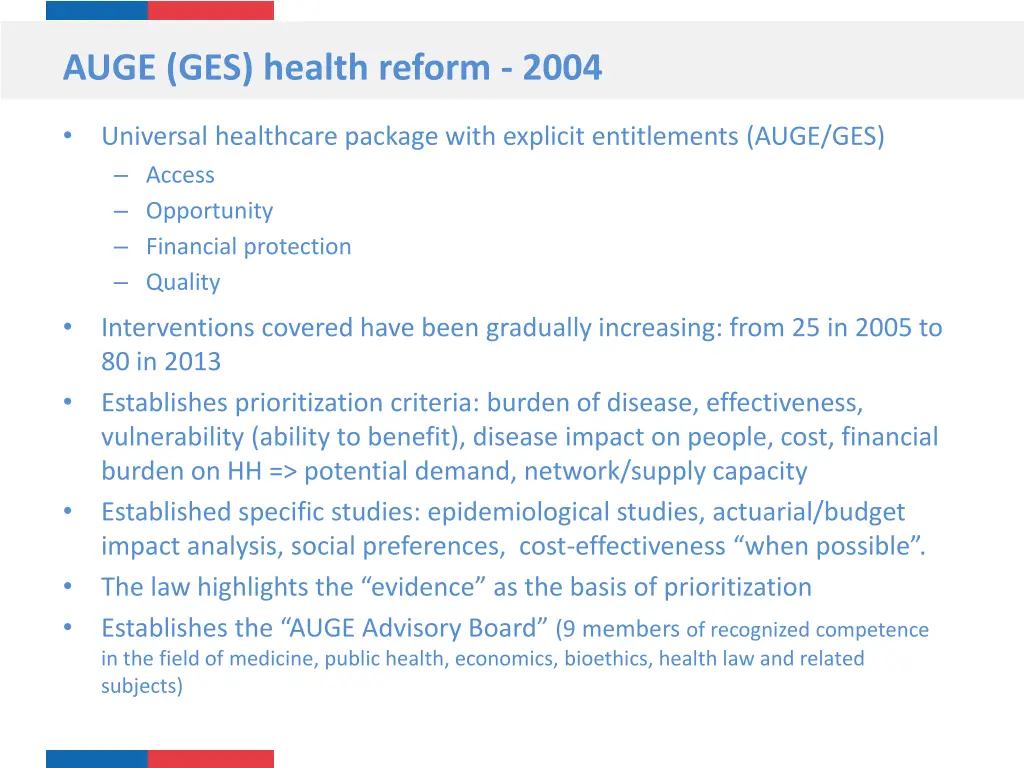 auge ges health reform 2004