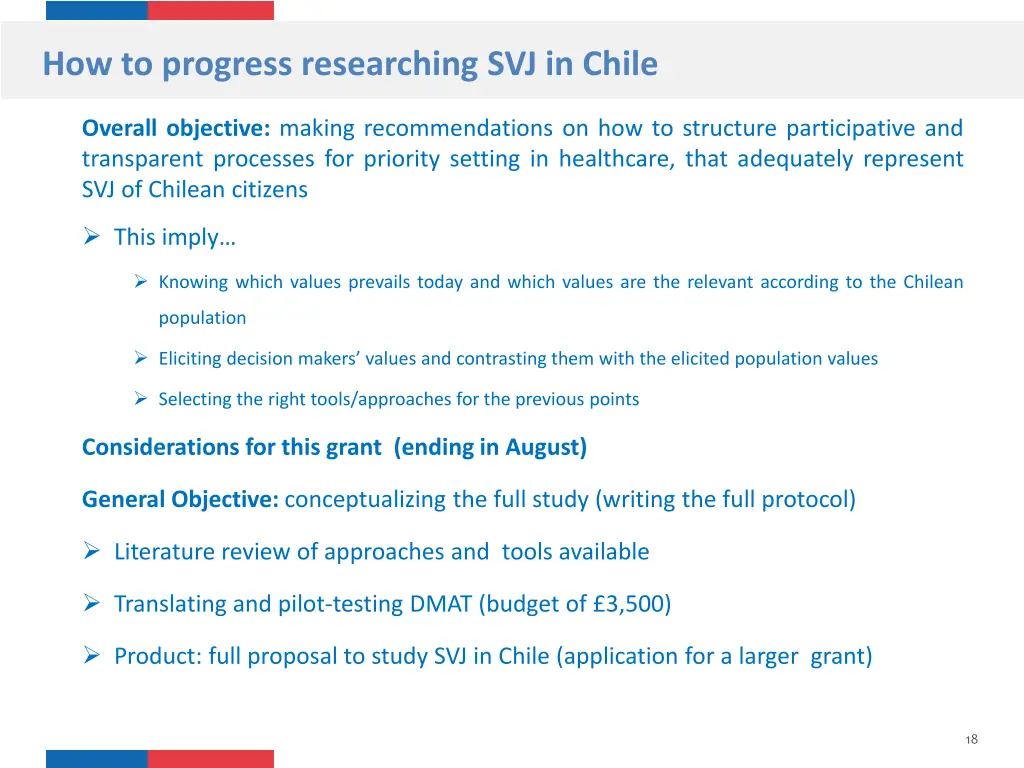 how to progress researching svj in chile