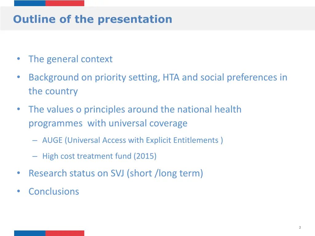 outline of the presentation