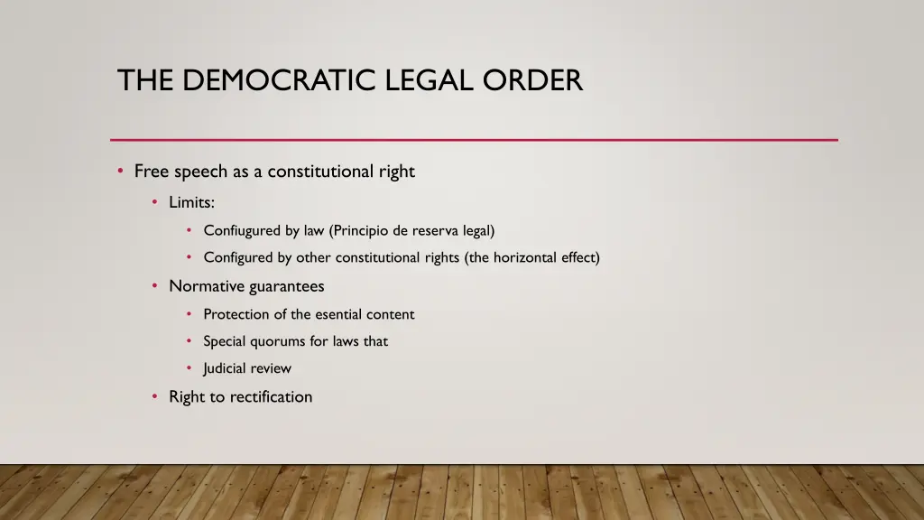 the democratic legal order