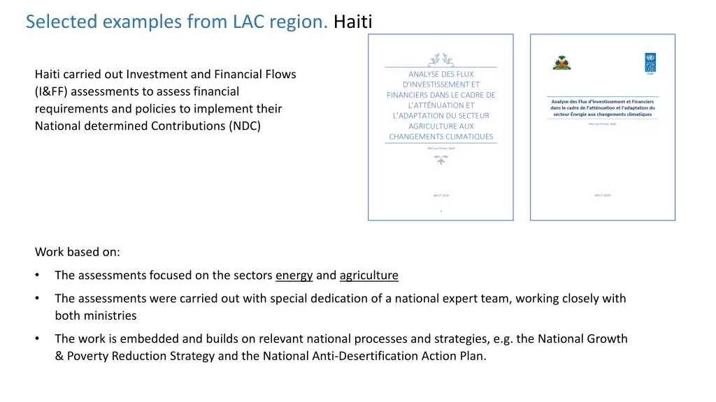 selected examples from lac region haiti