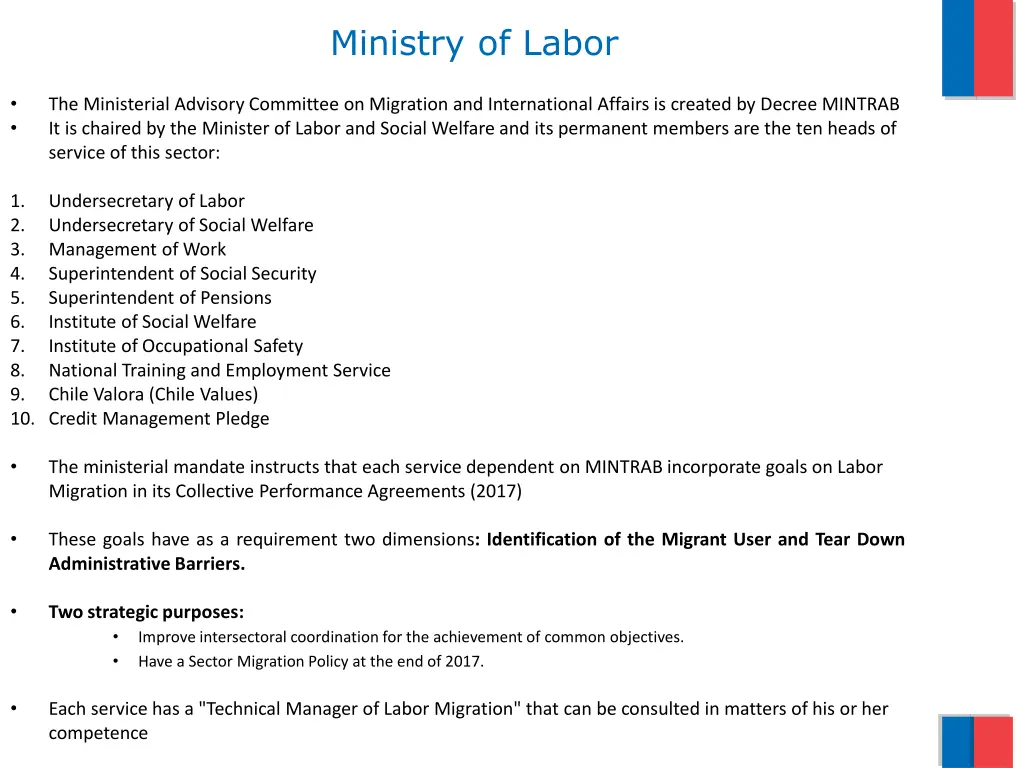 ministry of labor