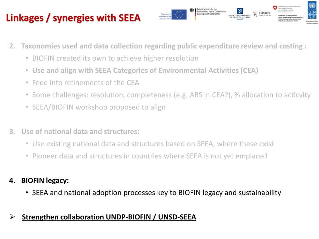 linkages synergies with seea 6