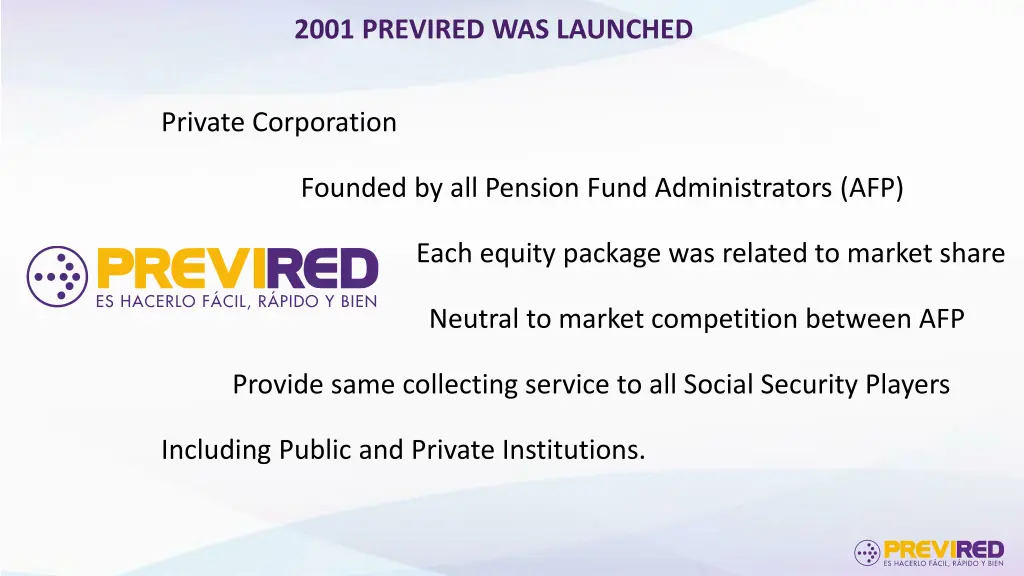 2001 previred was launched