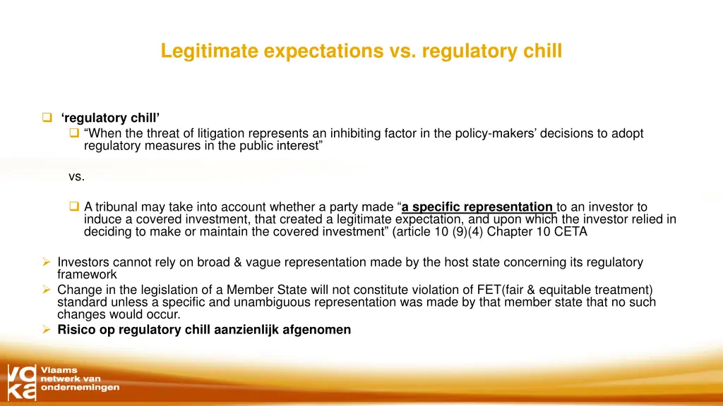 legitimate expectations vs regulatory chill