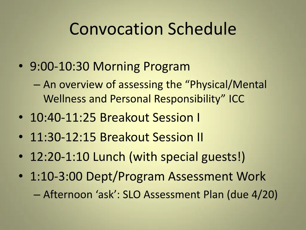 convocation schedule 1