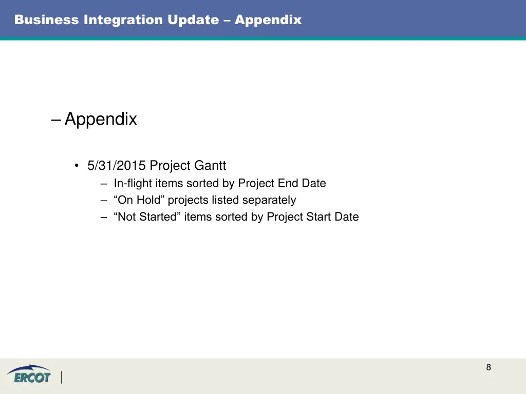 business integration update appendix