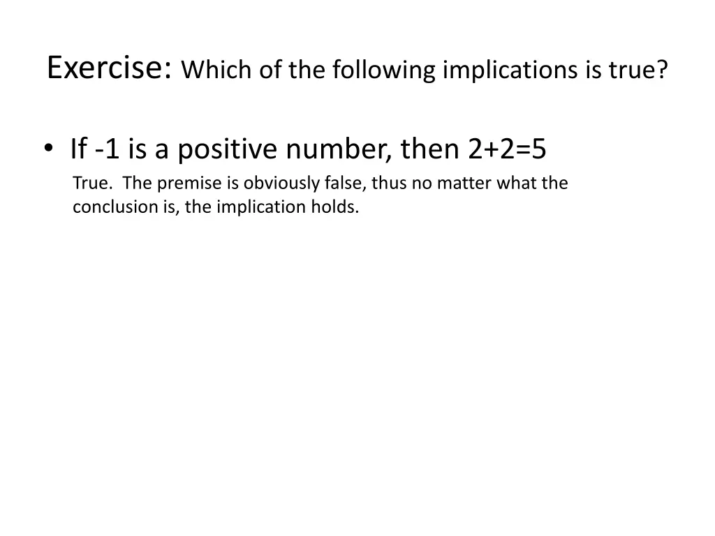 exercise which of the following implications 1