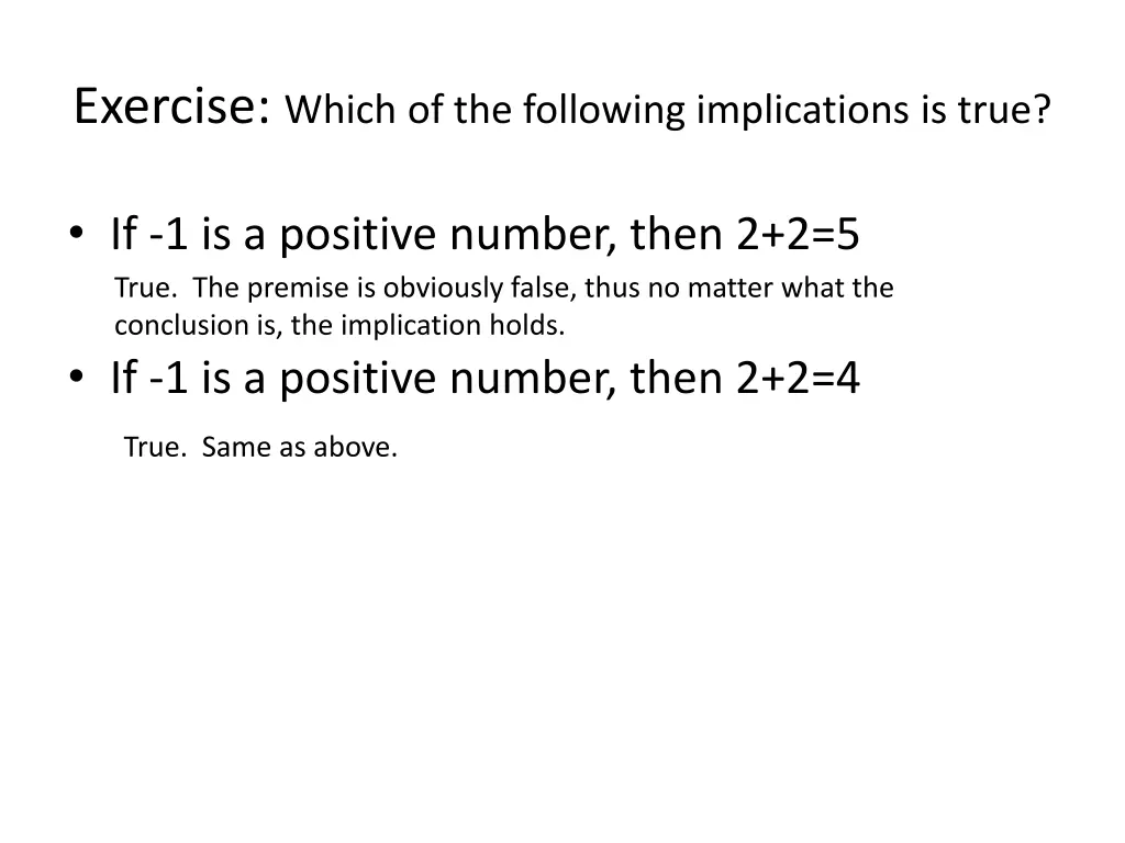 exercise which of the following implications 2