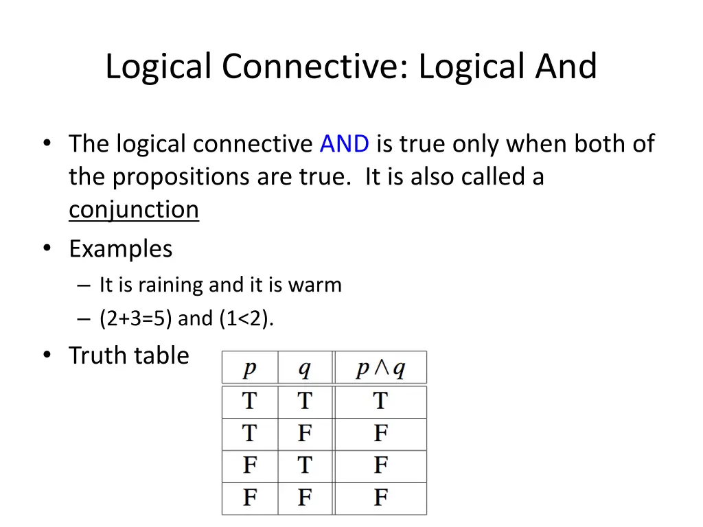 logical connective logical and