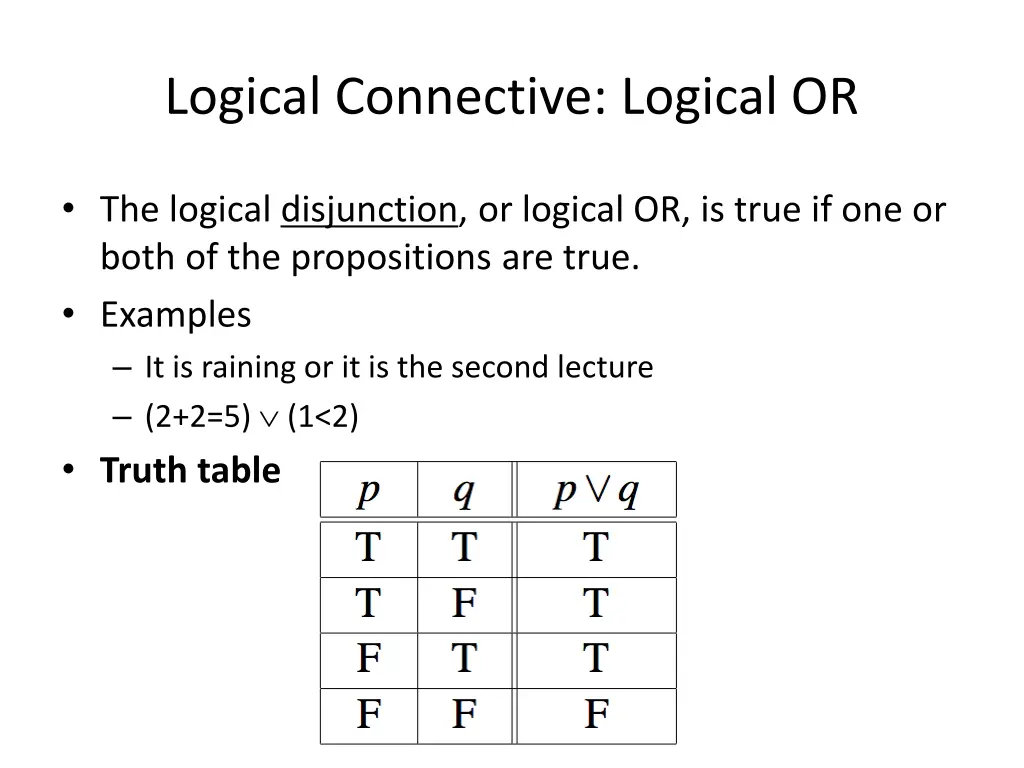 logical connective logical or