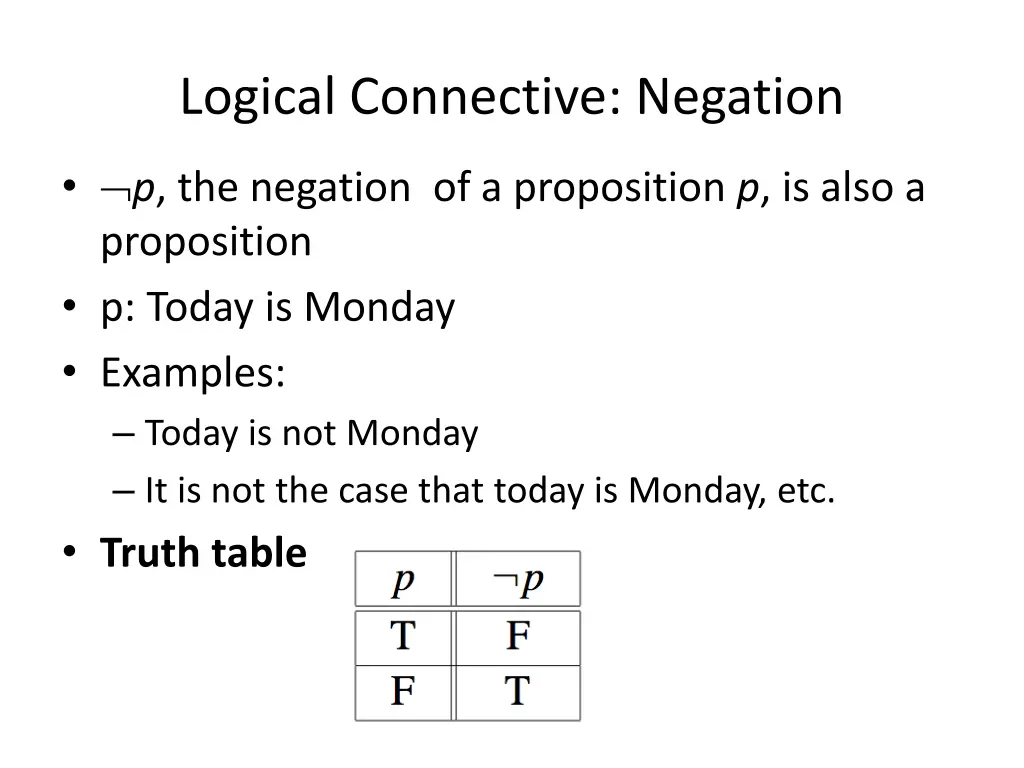 logical connective negation