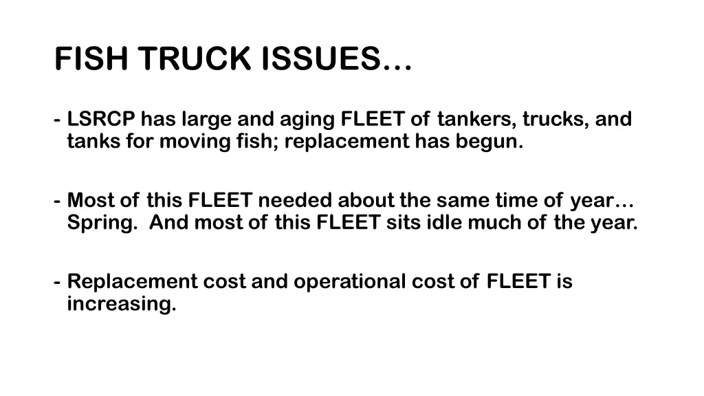 fish truck issues