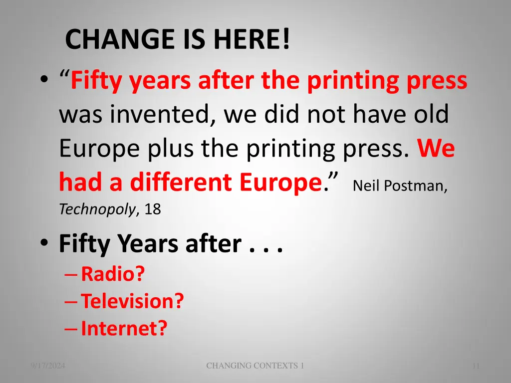 change is here fifty years after the printing